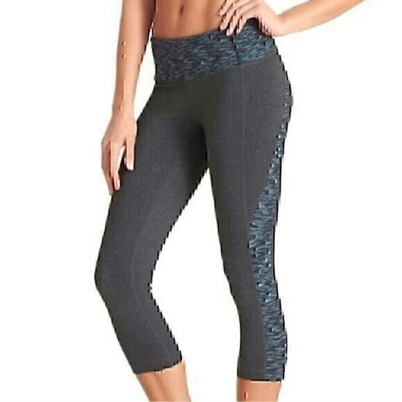 ATHLETA Splits Revelation Capri Leggings Heather Gray Blue Space Dye Workout XS - Picture 1 of 11